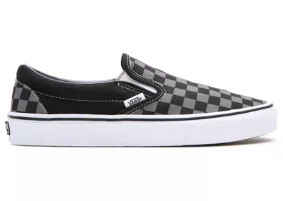 Pre-owned Vans Men's  Classic Slipon Checkerboard Black Grey Sneakers In Pewter