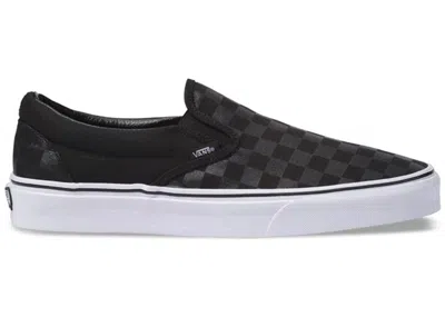 Pre-owned Vans Men's  Classic Slipon Checkerboard Charcoal Sneakers In Black