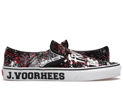 Pre-owned Vans Men's  Classic Slipon Horror Pack Friday The 13th Jason Voorhees Sneakers In Black/red/white