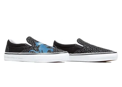 Pre-owned Vans Men's  Classic Slipon Krooked By Natas For Ray Sneakers In Black/white/blue In Multi