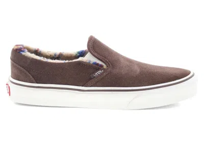 Pre-owned Vans Men's  Classic Slipon Sherpa Sneakers In Rain Drum/marshmallow In Multi