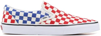 Pre-owned Vans Men's  Classic Slipon Sneakers In Checkerboard Red/blue