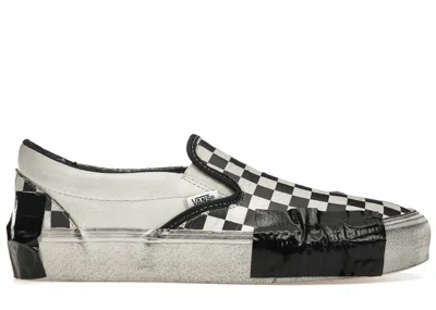 Pre-owned Vans Men's  Classic Slipon Vlt Lx Lux Duct Tape Checkerboard Sneakers In Black/white