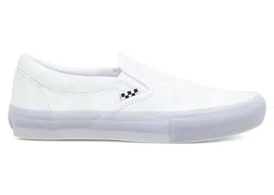 Pre-owned Vans Men's  Classic Slipon Zumiez In The Dark Checkerboard Sneakers In Glow/white