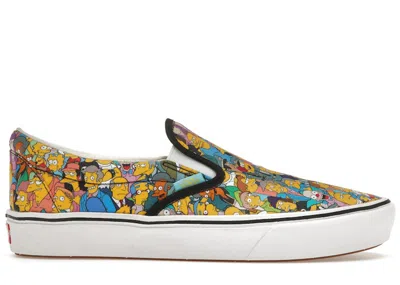 Pre-owned Vans Men's  Comfycush Slipon The Simpsons Collage Sneakers In True White