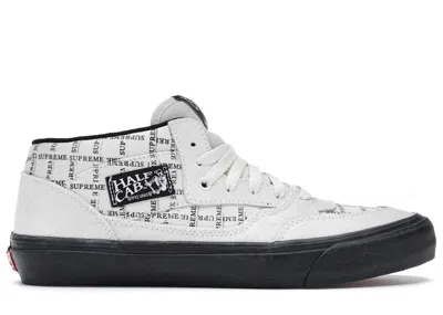Pre-owned Vans Men's  Half Cab Supreme Grid Sneakers In White/black In Multi