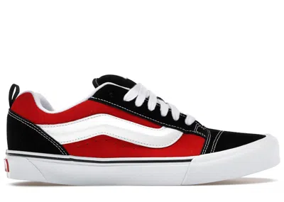 Pre-owned Vans Men's  Knu Skool Black Sneakers In Red/true White In Multi