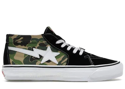 Pre-owned Vans Men's  Lx Sk8mid Bape Abc Camo Sneakers In Black/green/white In Multi