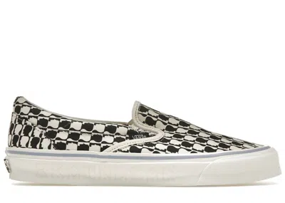 Pre-owned Vans Men's  Og Slipon Lx Brain Dead Checkerboard Sneakers In White/black