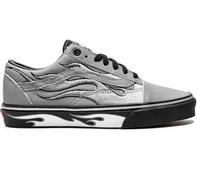 Pre-owned Vans Men's  Old Skool A$ap Worldwide Reflective Flames Sneakers In Silver/black/white In Multi