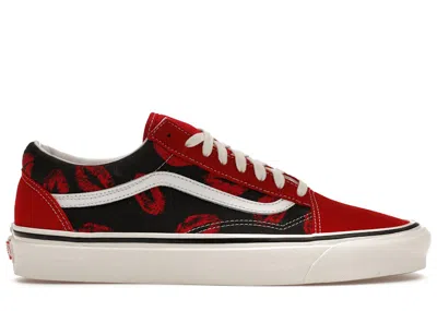 Pre-owned Vans Men's  Old Skool Anaheim Factory Lipstick Kiss Sneakers In Black/red/white