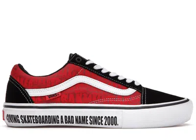 Pre-owned Vans Men's  Old Skool Baker Skateboards Sneakers In Black/white/red In Multi