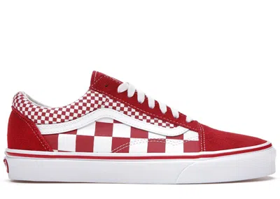 Pre-owned Vans Men's  Old Skool Mix Checker Sneakers In Chili Pepper/true White In Multi