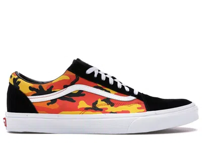 Pre-owned Vans Men's  Old Skool Pop Camo Orange Sneakers In Black/spicy Orange/true White In Multi