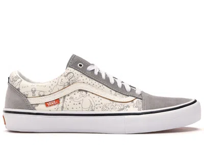 Pre-owned Vans Men's  Old Skool Pro No Comply Daniel Johnston Sneakers In White/orange/grey In Multi