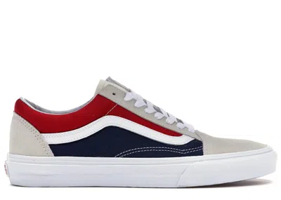 Pre-owned Vans Men's  Old Skool Retro Block Sneakers In White/red/dress Blues