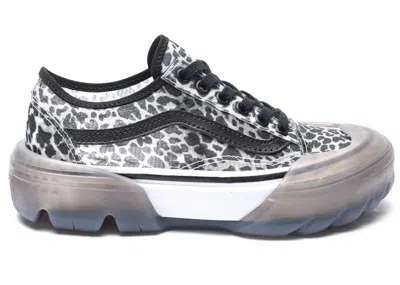 Pre-owned Vans Men's  Old Skool Tapered Mesh Dx Modular Dots Leopard Sneakers In Black/white