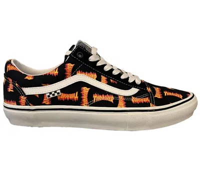 Pre-owned Vans Men's  Old Skool Thrasher All Over Flame Logo Sneakers In Black