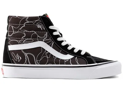 Pre-owned Vans Men's  Sk8hi 38 Dx Bape Line Abc Camo Sneakers In Black/white/red