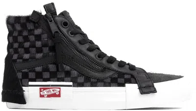 Pre-owned Vans Men's  Sk8hi Cap Pony Checkerboard Sneakers In Black/true White
