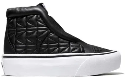 Pre-owned Vans Men's  Sk8hi Laceless Platform Karl Lagerfeld Quilt Sneakers In Black/white