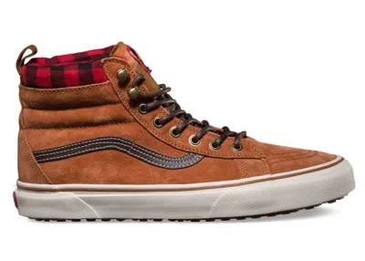 Pre-owned Vans Men's  Sk8hi Mte Leather Sneakers In Glazed Ginger/plaid In Multi