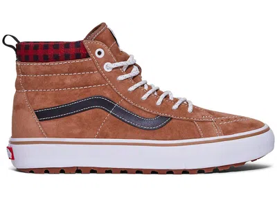 Pre-owned Vans Men's  Sk8hi Mte1 Red Sneakers In Plaid Brown/black In Multi