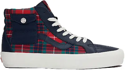 Pre-owned Vans Men's  Sk8hi Pocket Lx1 Baracuta Sneakers In Dress Blues/tartan Plaid/marshmallow