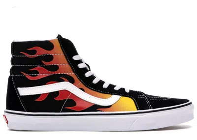 Pre-owned Vans Men's  Sk8hi Reissue Flames Sneakers In Black Flame/true White