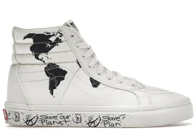 Pre-owned Vans Men's  Sk8hi Reissue Save Our Planet White Sneakers In Classic White/black In Multi