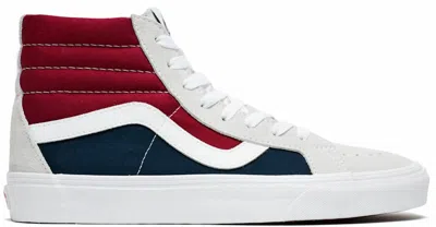 Pre-owned Vans Men's  Sk8hi Retro Block Sneakers In White/red/dress Blue