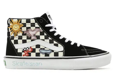 Pre-owned Vans Men's  Sk8hi Skateistan Checkerboard Sneakers In Black/white In Multi