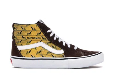 Pre-owned Vans Men's  Sk8hi Supreme Diamond Plate Sneakers In Brown/yellow In Multi