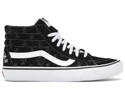 Pre-owned Vans Men's  Sk8hi Supreme Hole Punch Denim Sneakers In Black/white