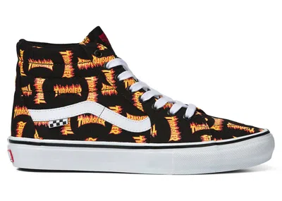 Pre-owned Vans Men's  Sk8hi Thrasher Allover Logo Sneakers In Black