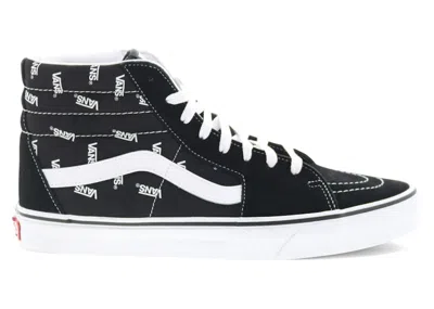 Pre-owned Vans Men's  Sk8hi  Allover Logo Sneakers In Black/true White In Multi