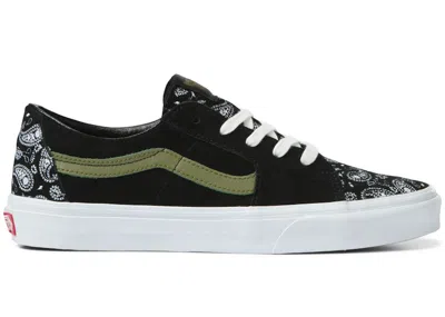 Pre-owned Vans Men's  Sk8low Paisley Suede Sneakers In Black/white/green In Multi