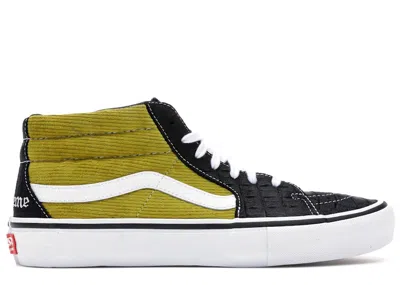 Pre-owned Vans Men's  Sk8mid Supreme Croc Corduroy Sneakers In Black/mustard