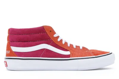 Pre-owned Vans Men's  Sk8mid Supreme Croc Corduroy Sneakers In Orange/fuchsia In Multi