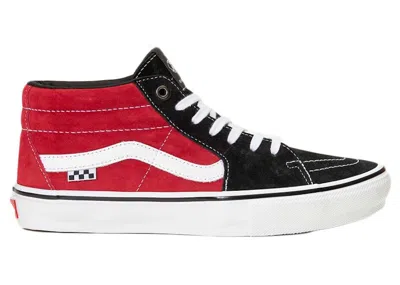 Pre-owned Vans Men's  Skate Grosso Mid White Sneakers In Black/red