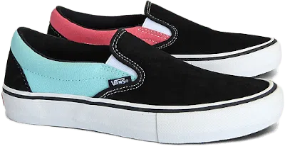 Pre-owned Vans Men's  Slipon Asymmetry Sneakers In Black/blue/rose