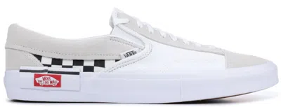 Pre-owned Vans Men's  Slipon Cap Checkerboard Sneakers In True White/black