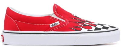 Pre-owned Vans Men's  Slipon Checker Flame Red Sneakers In Racing Red/true White
