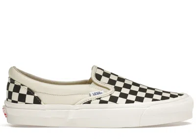 Pre-owned Vans Men's  Slipon Classic Canvas Sneakers In Black/white Chckrbrd In Multi