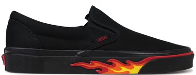 Pre-owned Vans Men's  Slipon Flame Wall Sneakers In Black