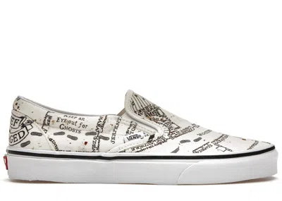 Pre-owned Vans Men's  Slipon Harry Potter Sneakers In Marauders Map/classic White