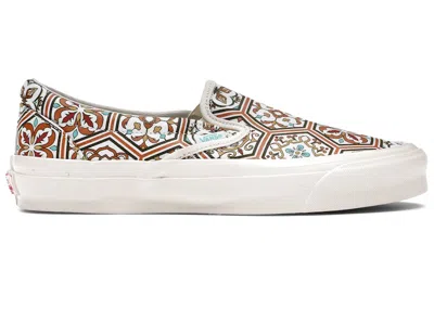 Pre-owned Vans Men's  Slipon Kith Moroccan Tile Orange Sneakers In White