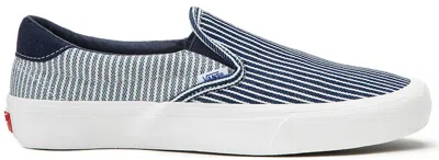 Pre-owned Vans Men's  Slipon Mount Vernon Mills Sneakers In Navy Blue/white