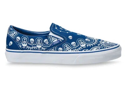 Pre-owned Vans Men's  Slipon Skull Bandana Blue Sneakers In True Blue/true White