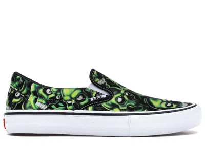 Pre-owned Vans Men's  Slipon Supreme Skull Pile ( ) Sneakers In Black/green